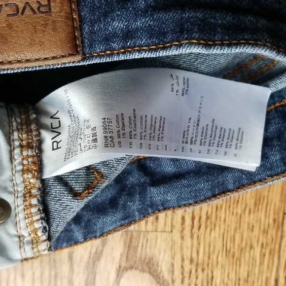 (30) RVCA Skinny Fit Denim Mid Rise Cropped Jeans Cotton Blend - Picture 5 of 10